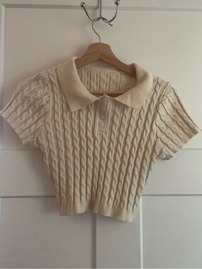 Cider Collared Crop Top in Cream Women’s Size XL